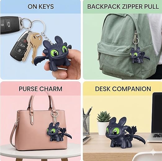 Dragon Keychain Toy with LED Eyes