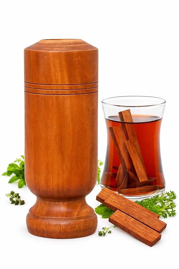 Herbal Vijaysar Wooden Tumbler | Ayurvedic Indian Kino Tree Cup | Supports Joint Comfort & Blood Circulation | Natural Wood Glass